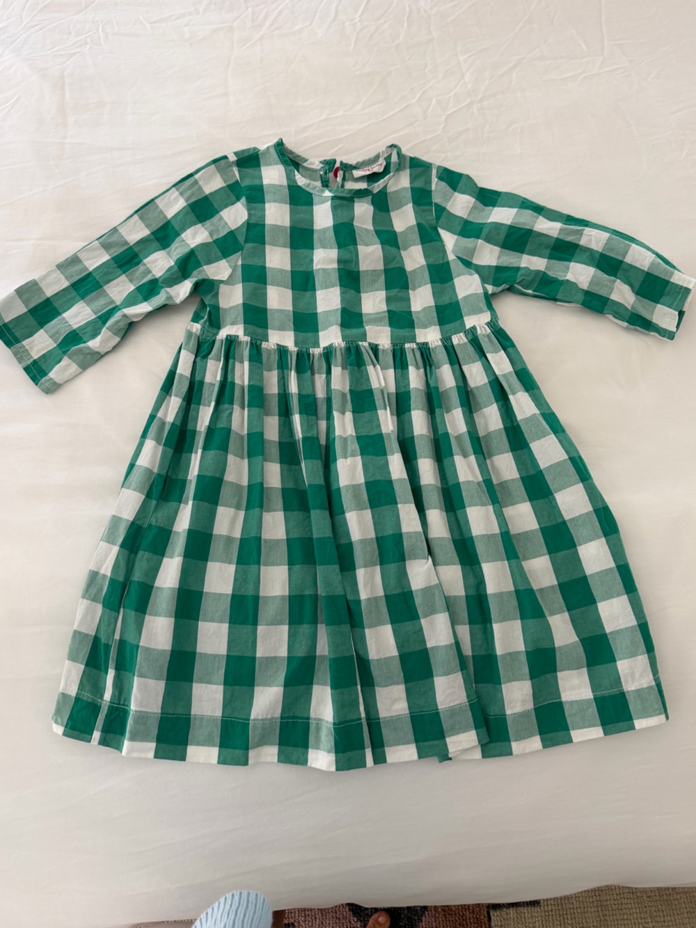 Green and White Gingham Girls Dress